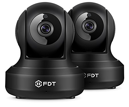 2-Pack FDT 720P HD WiFi Pan/Tilt IP Camera (1.0 Megapixel) Indoor Wireless Security Camera FD7901 (Black), Plug & Play, Two-Way Audio & Nightvision