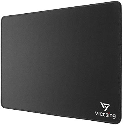 VicTsing Big Mouse Pad with Double Stitched Edge, 【Upgraded Version】14.6×11.8 inches Superfine Textured Mouse Mat, Nonslip Natural Rubber Base Mouse pad for Gaming Computer & Laptop & PC, Black