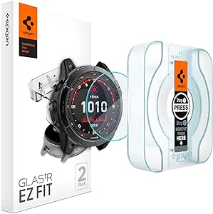 Spigen Glas.tR EZ Fit Vetro Temperato compatibile con Garmin fēnix 7X Solar, 7X Sapphire Solar, 51mm, 2 Pezzi, Installazione Facile, Cristallino, Durezza 9H Pellicola prottetiva