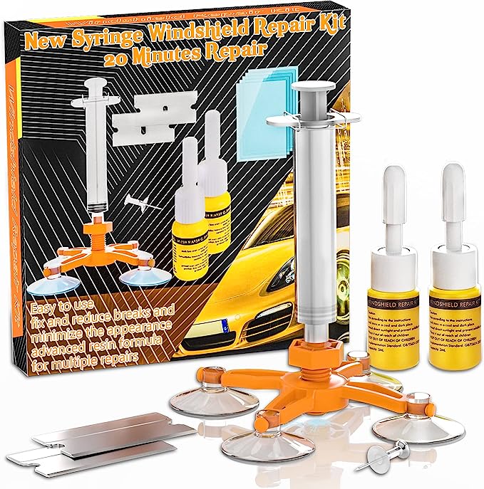 Upgrade Windshield Repair Kit, Automotive Windshield Crack Repair Kit, Efficient Glass Chip Repair Tool with 2 Bottles Fluid of Resin, Glass RepairLiquid for Chips,Cracks,Star-Shaped Crack