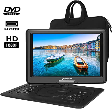 PUMPKIN 18.6” Portable DVD Player with 16” HD Screen,5000mAh Rechargeable Battery Support HDMI Input,1080P Video,Sync Screen,USB/TF Card Direct Play in Multiple Disc Formats (Free Carry Bag)