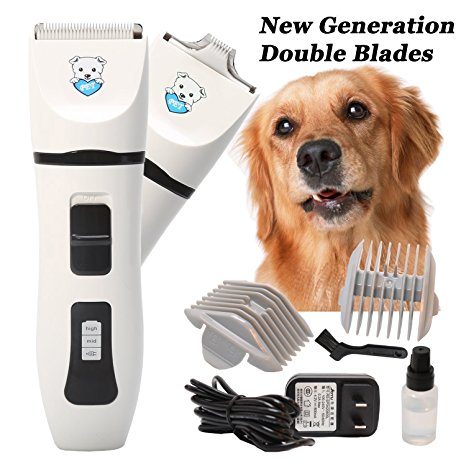 Pro Pet Grooming Clippers - Professional Pet Electric Hair Clippers with Comb Guides for Small Medium & Large Dogs with UK Plug