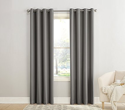 Sun Zero Barrow Energy Efficient Grommet Curtain Panel, 54" x 108", Steel Gray