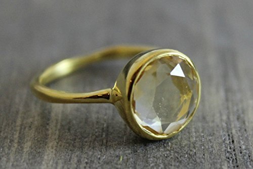 Citrine Gold Plated Sterling Silver Ring by Sophia Rose, size 8