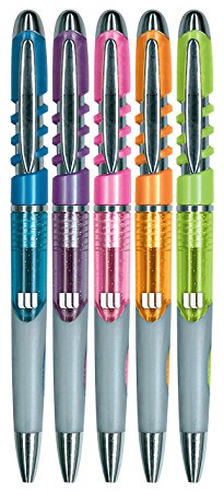 Write Dudes Swirl Click Retractable Ballpoint Pens 5-Count Assorted Barrel Colors (14634)