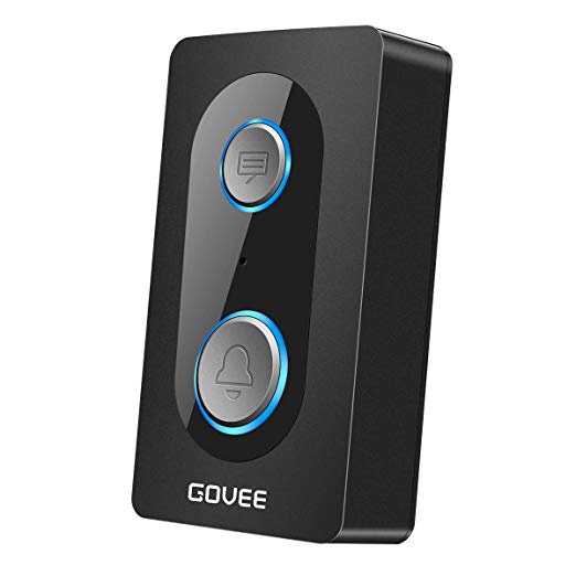 Govee WiFi Audio Doorbell, Two-Way Talk Doorbell with Leave Voice Message Function, IP44 Waterproof Wireless Smart Doorbell Chime for Indoor and Outdoor Use （6 AAA batteries included ）