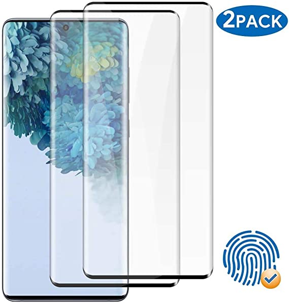 2 Pack Galaxy S20  (6.7") Screen Protector Tempered Glass 9H Hardness 3D Curved Full Coverage HD Protetive Film Fingerprint Compatible for Samsung Galaxy S20 /S20 Plus
