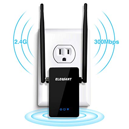 Wireless WiFi Repeater, ELEGIANT 300Mbps WiFi Range Extender Signal Amplifier Booster Supports Router Mode/Repeater/ Access Point, with High Gain Dual External Antennas and 360 Degree WiFi Coverage