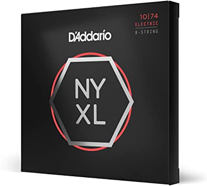 D’Addario NYXL1074 Nickel Plated Electric Guitar Strings,Light Top/Heavy Bottom,8-String,10-74 – High Carbon Steel Alloy for Unprecedented Strength – Ideal Combination of Playability and Electric Tone