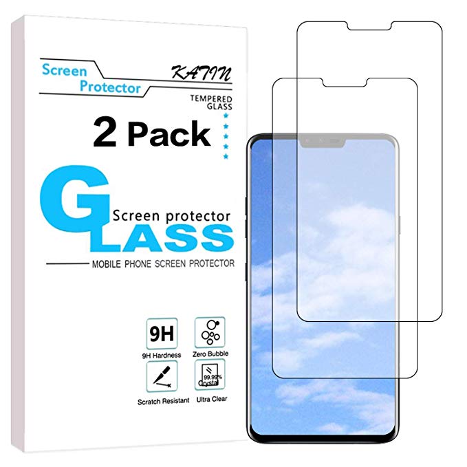 KATIN LG V40 ThinQ Screen Protector - [2-Pack] (Japan Tempered Glass) for LG V40 ThinQ Screen Protector Bubble Free, 9H Hardness, Easy to Install with Lifetime Replacement Warranty