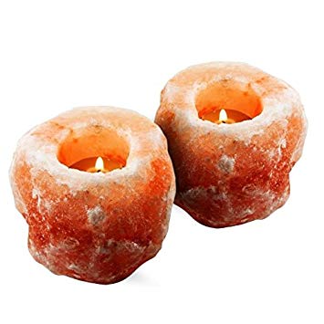 HemingWeigh Himalayan Natural Crystal Salt Rock Tea Light Candle Holder - 2 Pack