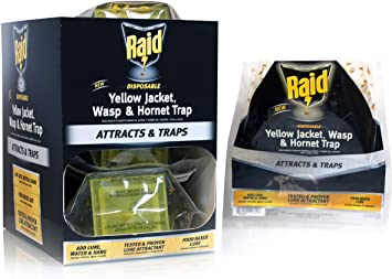 Raid Yellow Jacket and Wasp Trap (6-Pack), Outdoor Wasp Trap, Disposable Wasp and Yellow Jacket Trap Bag with Food-Based Attractant