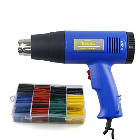 URBEST Dual Temperature Electronic Heat Gun, 1500 Watt   530pcs 2:1 Heat Shrink Tubing