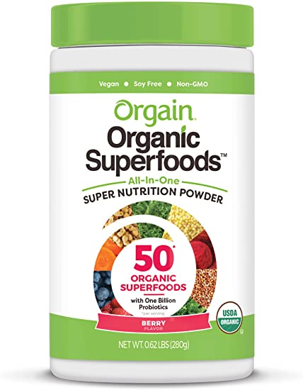 Orgain Organic Superfoods Powder, Berry, Vegan, Gluten Free, Non-GMO, 0.62 Pound, 1 Count, Packaging May Vary