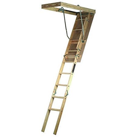 Louisville Ladder S224P 250-Pound Duty Rating Wooden Attic Ladder Fits 7-Foot to 8-Foot 9-Inch Ceiling Height, 22.5-by-54-Inch Rough Opening