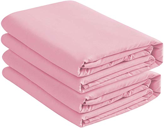 BASIC CHOICE 2-Pack Deep Pocket Bed Fitted Sheet/Bottom Sheet - Twin, Rose Pink
