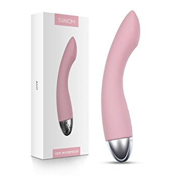 SVAKOM Amy 100% Women Toys Waterproof Rechargeable Silicone G spot Vibrating Vibrator for women (Pale Pink)