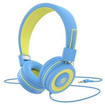 Kids Headphones Besom i66 for Boys Girls Teens Children Toddler Volume Limited Adjustable Foldable Tangle-Free Cord 3.5mm Jack Wired Over-Ear Headset for iPad iPhone Computer MP3 Kindle Tablet(Yellow)