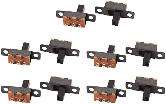 sourcingmap 10Pcs 2 Position 3P SPDT Panel Mount Micro Slide Switch Latching Toggle Switch