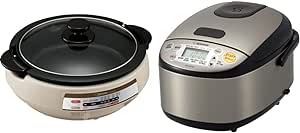 Zojirushi EP-PBC10 Gourmet d'Expert Electric Skillet & NS-LGC05XB Micom Rice Cooker & Warmer, 3-Cups (uncooked), Stainless Black