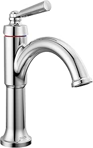 Delta Faucet Saylor Single Hole Bathroom Faucet, Single Handle Bathroom Faucet Chrome, Bathroom Sink Faucet, Diamond Seal Technology, Drain Assembly, Chrome 535-MPU-DST