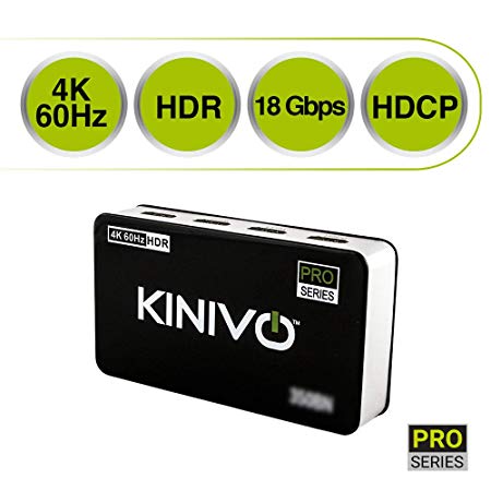 Kinivo 550BN 4K HDMI Switch 5-Port with IR Remote - Supports 4K 60Hz UltraHD, High Speed(18Gbps), HDR, HDCP 2.2 & 3D