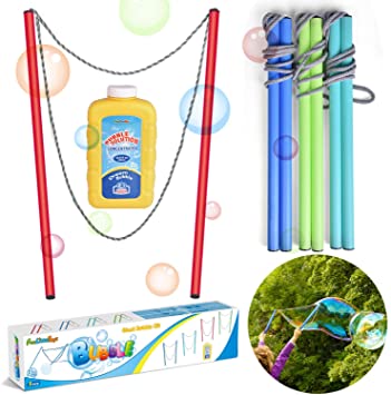 FUN LITTLE TOYS 4 Pack 17 Inch Giant Bubble Wands with Bubble Solution, Bubble Party Favorsfor Kids, Outdoor Toys Summer Activities