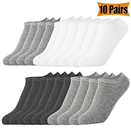 10 Pairs Unisex Ankle Socks No Show Sport Socks Low-Cut Moisture Control Athletic Men Women Invisible Casual Liners Sock Comfortable Cotton Sport & Outdoors Breathable Socks Black Grey White (10 Pair)