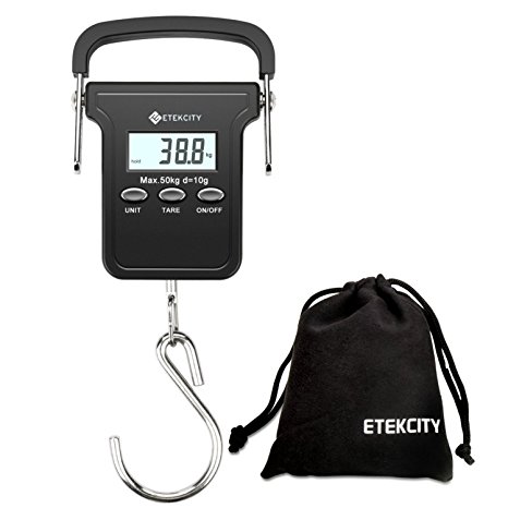 Etekcity Digital Portable Luggage Hanging Fishing Scale 50kg 110lbs with Carry Pouch (Batteries Included)