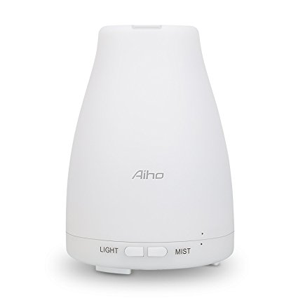 Aiho Essential Oil Diffuser, 100ml Scented Cool Mist Humidifier with Continuous & Intermittent Modes, Whisper Quiet, 7 Color LED Light, Auto Shut off