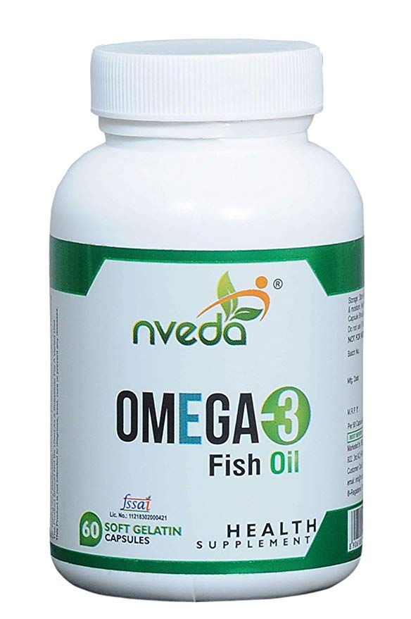 Nveda Omega 3 Fish Oil (1000 mg Omega 3, with 180 mg EPA & 120 mg DHA) (60 Softgels)
