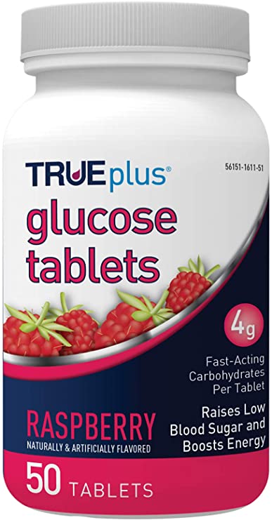 TRUEplus Glucose Tablets, Raspberry - 50ct