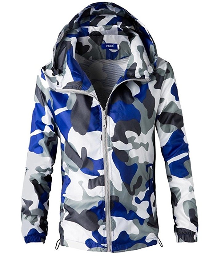 CIC Collection Men's Hooded Lightweight Camo Sunscreen Jacket