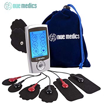 NueMedics TENS EMS Unit Pro Rechargeable Battery Muscle Stimulator 24 Modes Portable Mini Massager TENS Unit with 8 Reusable Pads