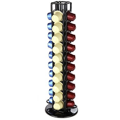 Lily's Home Nespresso Coffee Capsules Holder Carousel. Holds 40 Nespresso Pods (Coffee pods are not included). Black