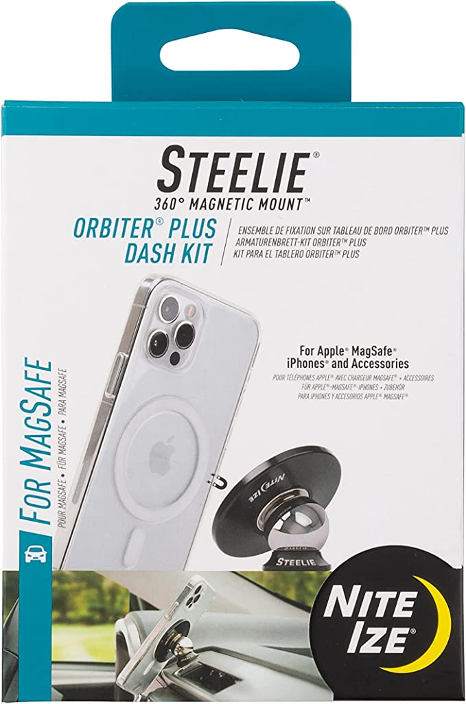 Nite Ize Steelie Orbiter Plus Dash Kit, Compatable with MagSafe Car Mount for iPhone 12, 13, Pro Max, Mini