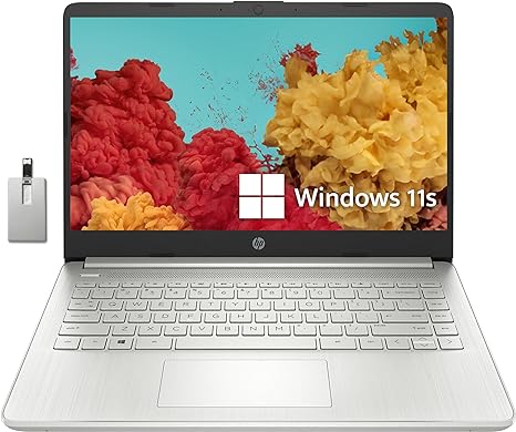 HP Premium Stream 14" HD BrightView Laptop, Intel Celeron N4120, 16GB RAM, 64GB eMMC, Intel UHD Graphics, HD Webcam, 1 Year Office 365, Bluetooth, WiFi, HDMI, Win 11s, Silver, 32GB Hotface USB Card