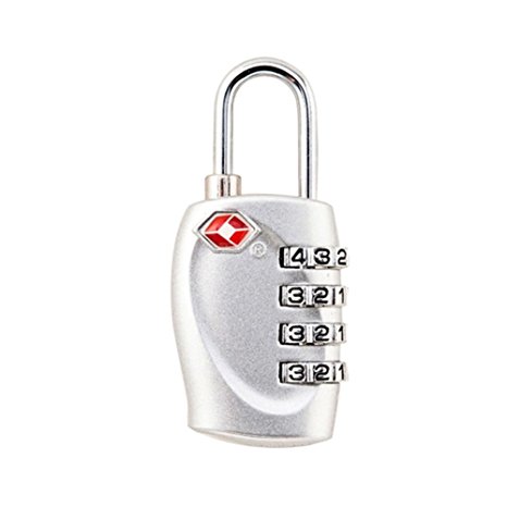 HaloVa Combination Lock TSA Approved Combination Padlock, 4 Digit Mini Coded Padlock for Travel GYM School, Safety and Security Bag Suitcase Luggage Lock, Silver