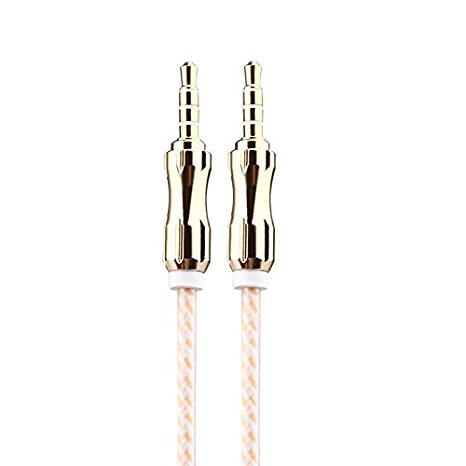 Earldom Professional 3.5mm male to male stereo AUX Cable Audio Cable Nylon Braided Cable - gold