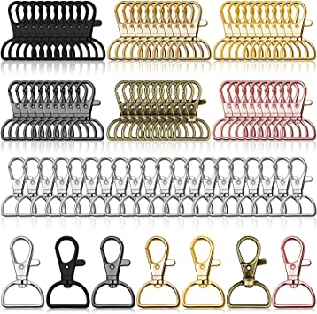 Swivel Clasp Hooks, Anezus 80Pcs Key Chain Clip Hooks, D Ring Clip Lanyard Hardware for Keychain Making, Lanyard Making, Purse Hardware, DIY Craft (1” Inside Width)