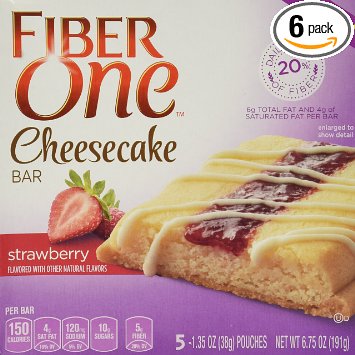 Fiber One Snacks Strawberry Cheesecake Bars, 5 Count, 6 Pack