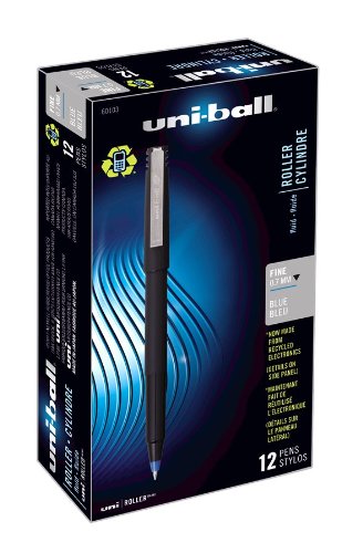 uni-ball Roller Pens, Fine Point (0.7mm), Blue, 12 Count