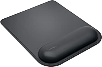 Kensington Mousepad with ErgoSoft Wrist Rest Support for Home Office, Black - Mouse mat, Gel-cushioned non-slip padding, Aids Wrist Alignment, Certified for safety and Compliance