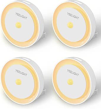 YEELIGHT Motion Sensor Night Light, Plug in Night Light for Kids with Dusk to Dawn Sensor, Auto On & Off, Soft 360° Warm White Kids Night Light for Bedroom, Nursery, Bathroom, Stairs, Hallway, 4 Pack