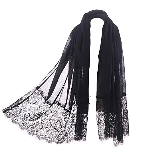 Women Lace Scarf Lightweight Shawl,RiscaWin Soft Contracted Style Both Ends Floral Lace Soft Scarf Spring Shawl