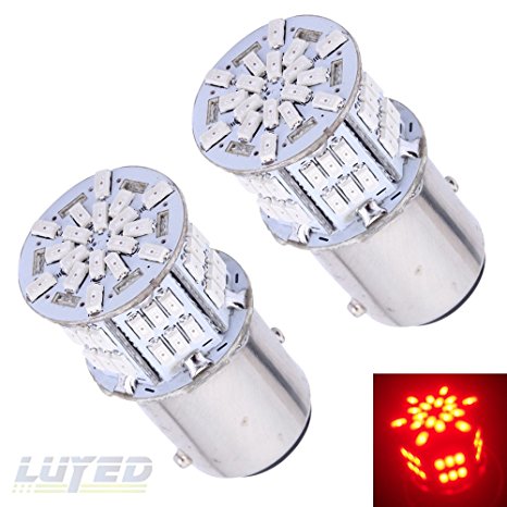 LUYED 2 x 650 Lumens Super Bright 1157 3014 54-EX Chipsets 1157 2057 2357 7528 LED Bulbs Used For Tail Lights,Brake Lights and Turn Signal Lights,Red