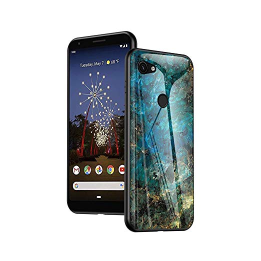 Google Pixel 3a Case, Glass Series - Slim Light Weight Drop Proof Scratch-Resistant Protective Cover - Ocean Marble Granite