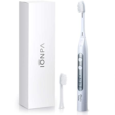 IONPA DH Home White ION Power Electric Toothbrush, Easy-to-use, Brushing Timer, 3 Modes, 2 Soft Extended Filament Brush Heads, Made in Japan by IONIC KISS You, hyG, DH-311PW