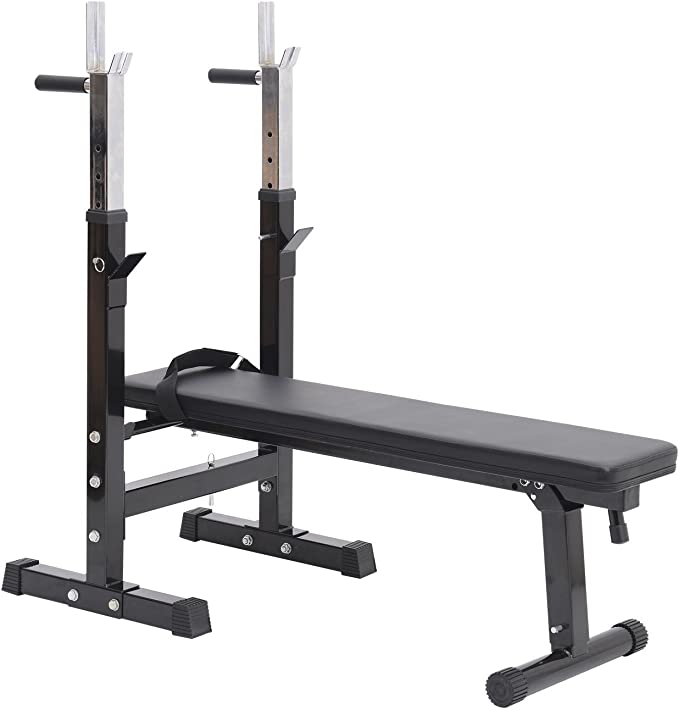 HOMCOM Banco de Pesas Plegable Banco de musculación Entrenamiento Máquina Gimnasio Gym Altura Ajustable Carga 150kg