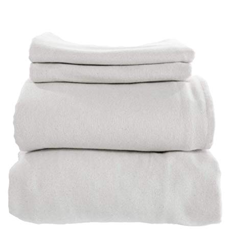 Whisper Organics Certified Organic Cotton Flannel Sheet Set (Queen, White)